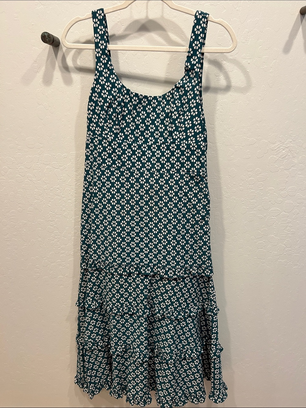 Anthropologie green and white floral dress size small